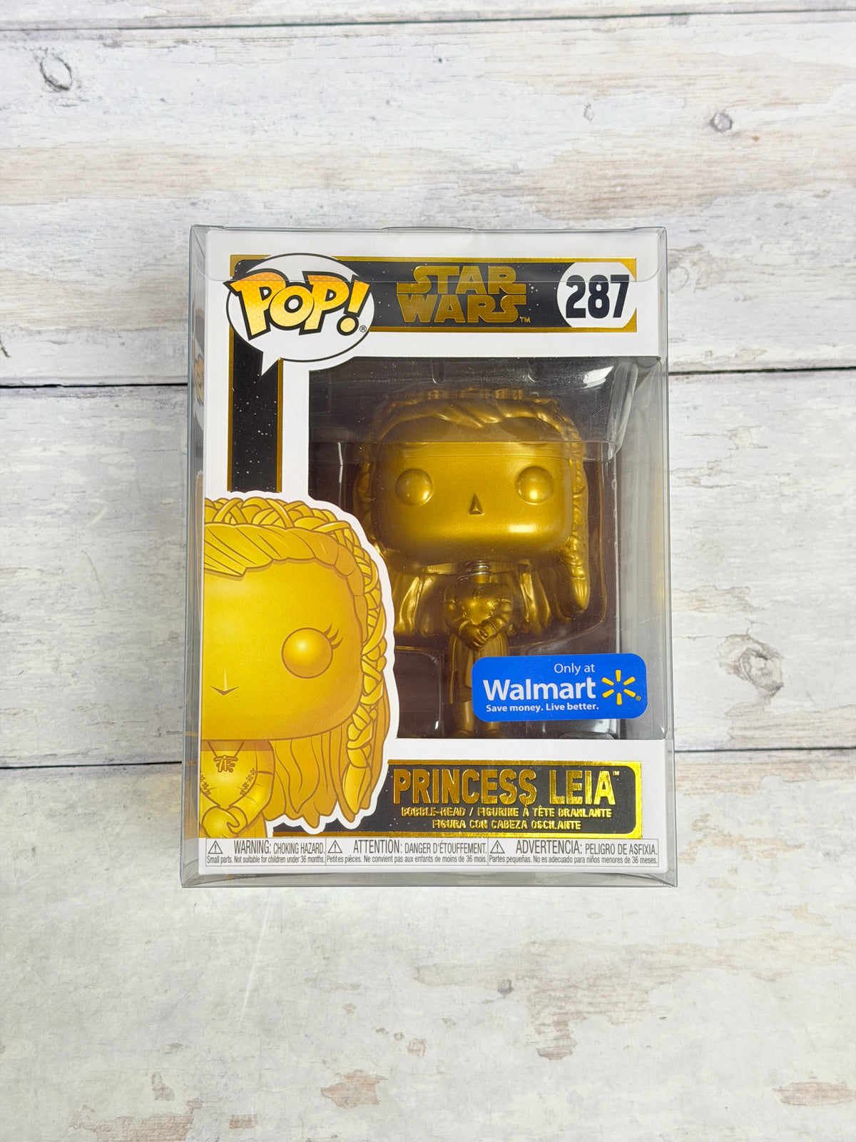 Funko POP! Star Wars Princess Leia #287 Metallic Gold Walmart Exclusive with Protector