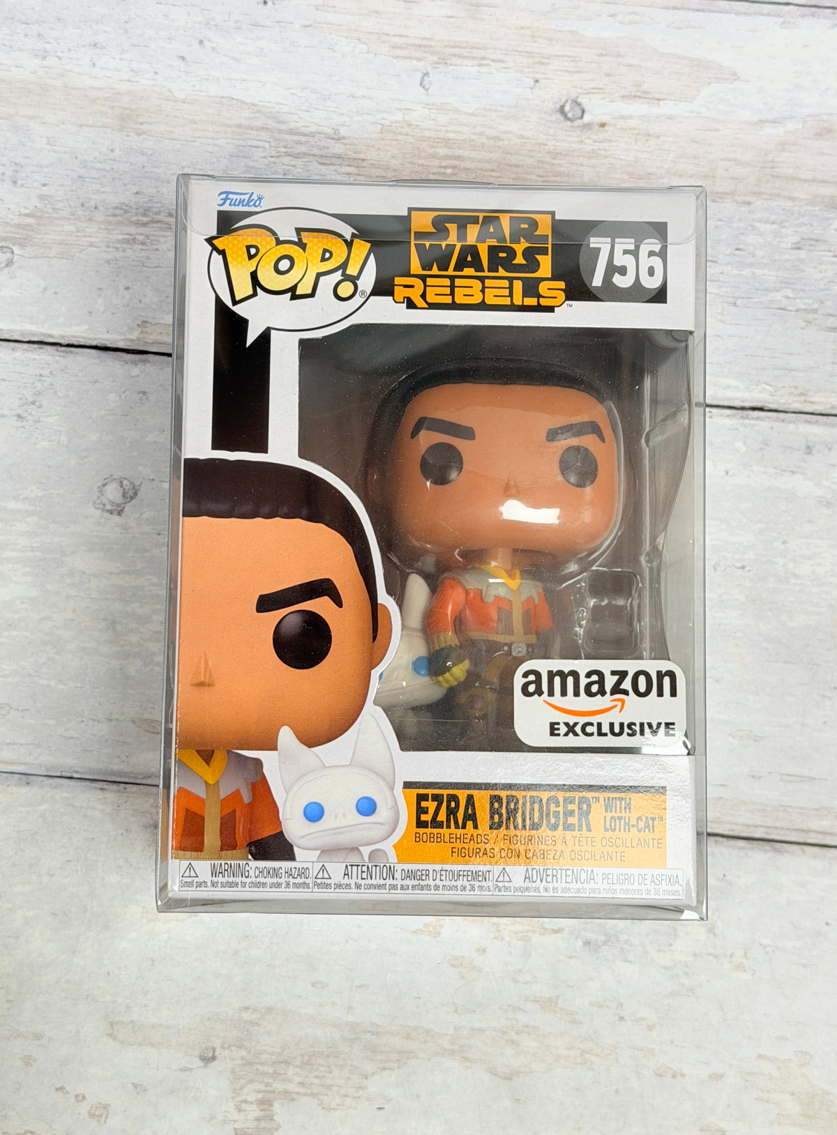 Funko POP! Star Wars Rebels Ezra Bridger with Loth-Cat #756 Amazon Exclusive with Protector