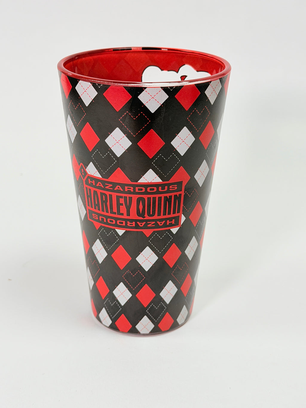Six Flags Harley Quinn Tall Glass Tumbler / Cup