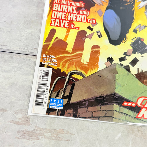 Action Comics #1001 (2018), Patrick Gleason regular cover: lower-left front detail of the actual pre-owned copy.