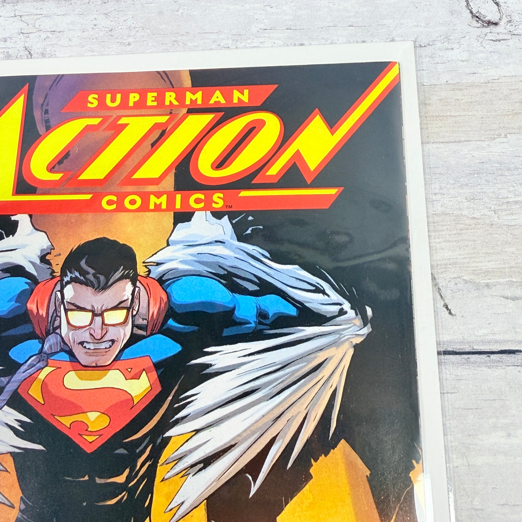 Action Comics #1001 (2018), Patrick Gleason regular cover: upper-right front detail of the actual pre-owned copy.