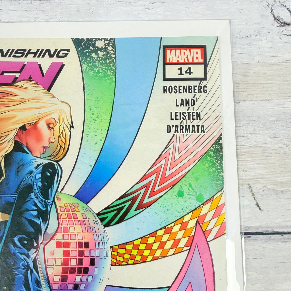 Astonishing X-Men #14 (2018), Greg Land regular cover: upper-right front detail of the actual pre-owned copy.