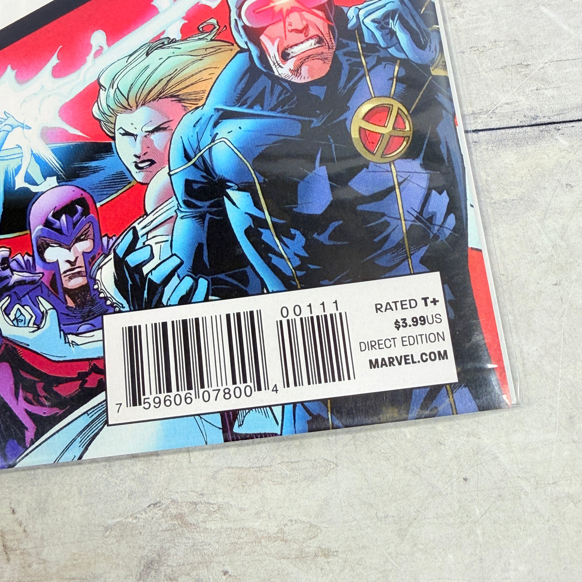 AVX: VS #1 (2012) Adam Kubert cover: lower-right front corner detail of the actual pre-owned copy.