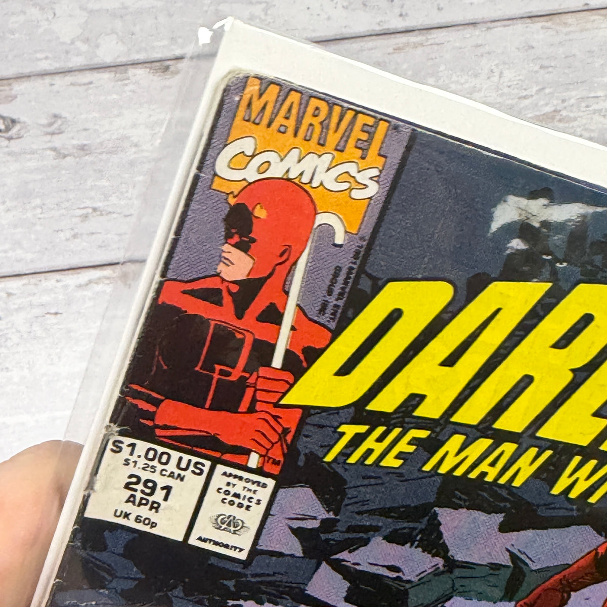 Daredevil #291 (1991), Direct Edition, actual copy cover detail 3