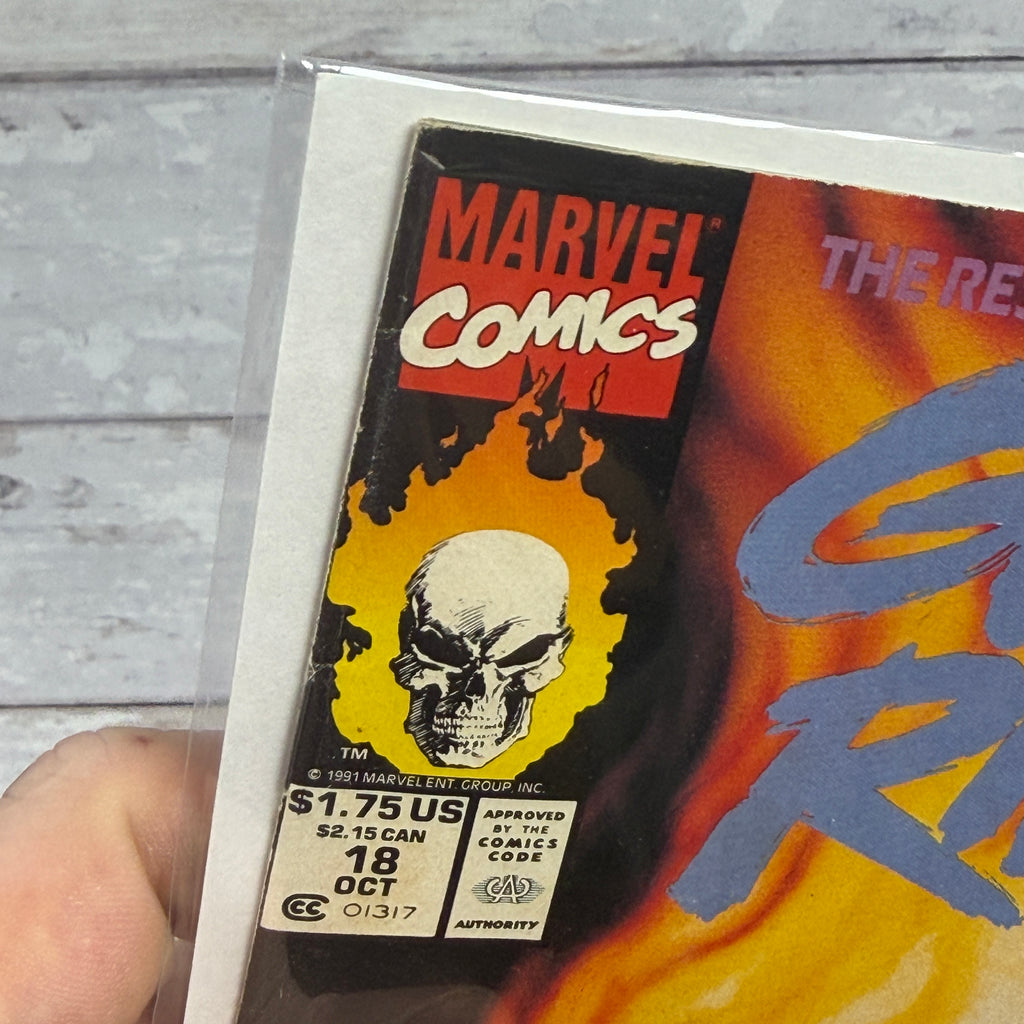 Ghost Rider #18 (1991), actual copy cover condition detail 3