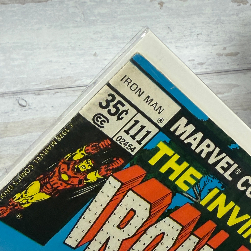 Iron Man #111 (1978), actual copy cover condition detail 3