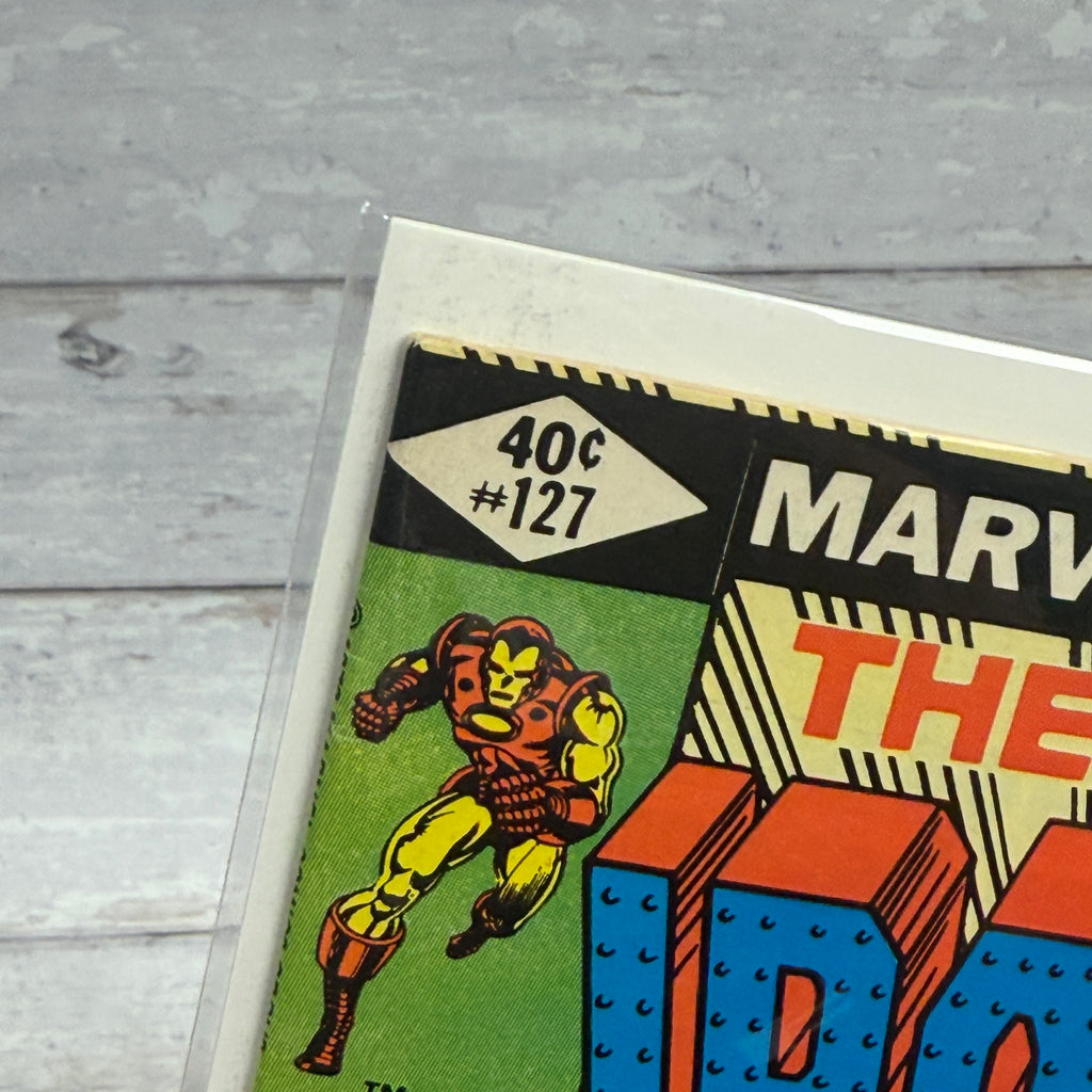 Iron Man #127 (1979), actual copy upper-left cover and issue box detail