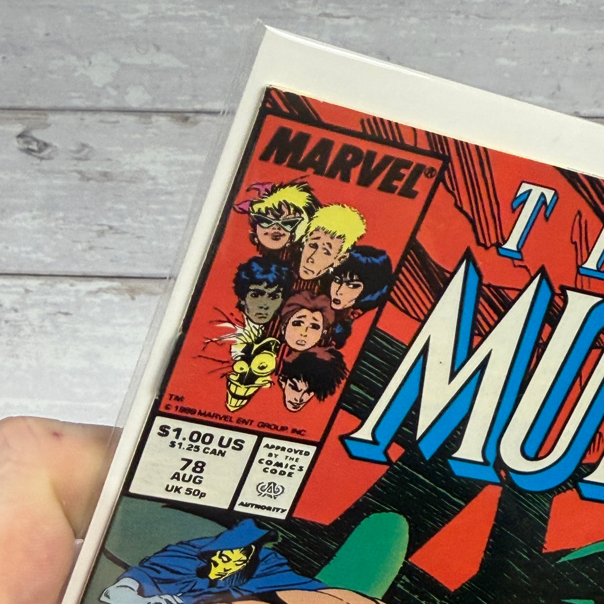 The New Mutants #78 (1989), actual copy cover condition detail 3