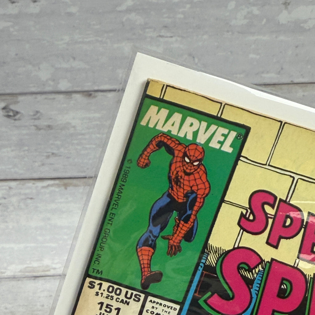 The Spectacular Spider-Man #151 (1989), Newsstand, actual copy cover detail 4