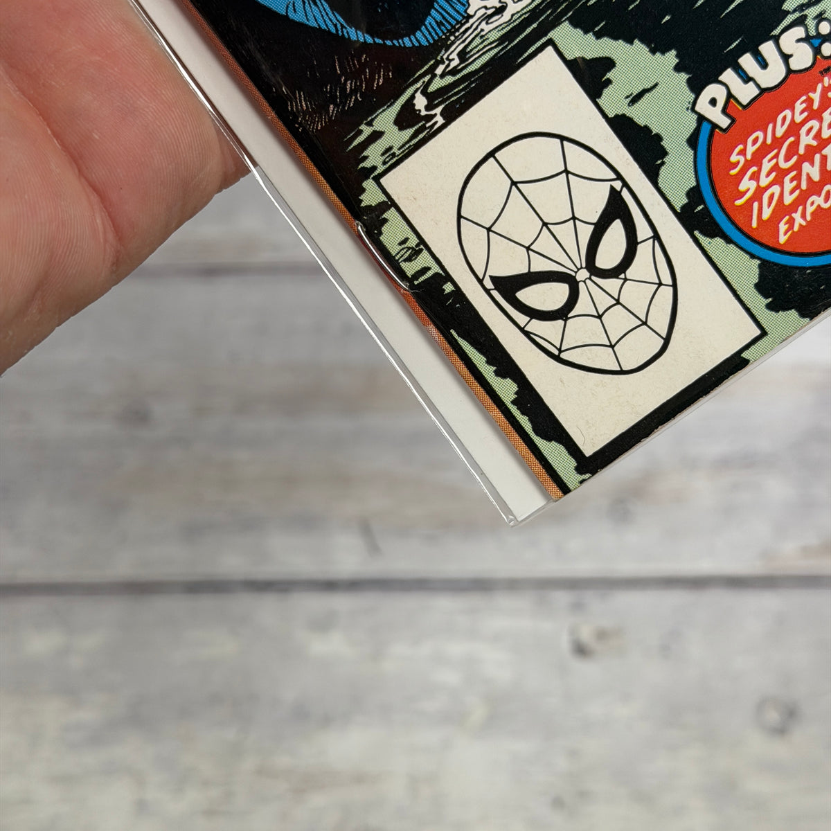 The Spectacular Spider-Man #163 (1990), Direct Edition, actual copy cover detail 2