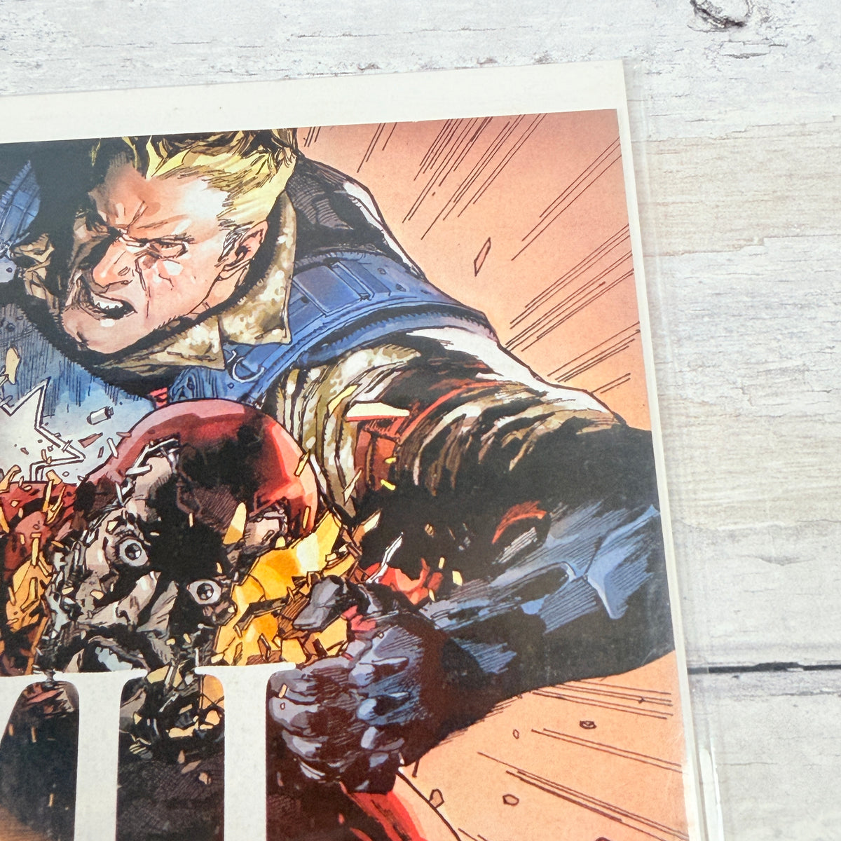 Civil War #1 (2015): upper-right front corner and title detail of the actual pre-owned copy.