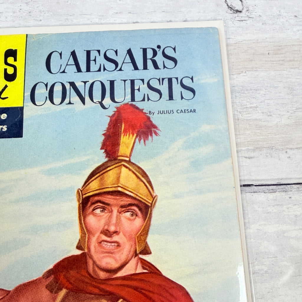 Classics Illustrated 130 Caesar's Conquests upper-right front cover corner and Caesar's Conquests title