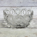 Clear Moon and Star glass bowl with scalloped rim, oval moon panels, and star details