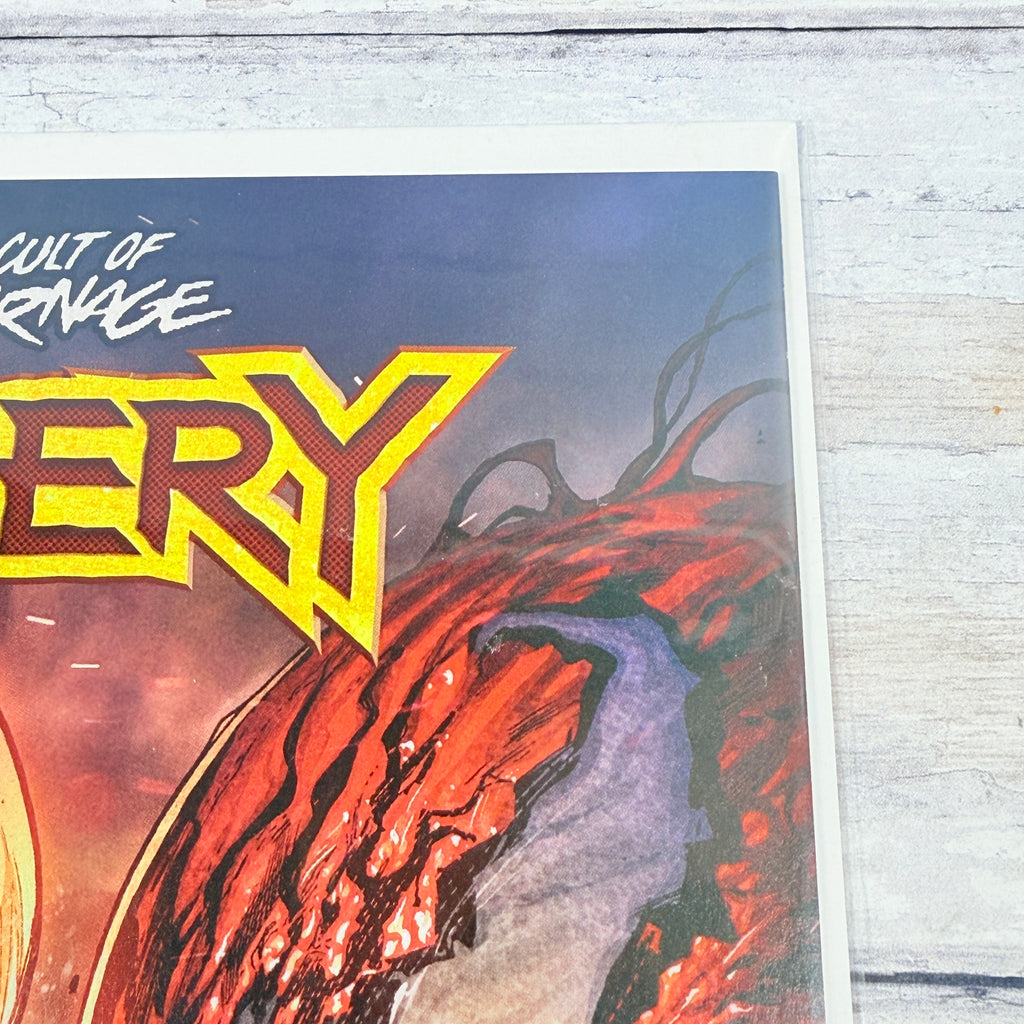 Cult of Carnage: Misery #1 (2023), Ken Lashley second printing: upper-right title and cover detail of the actual pre-owned copy.