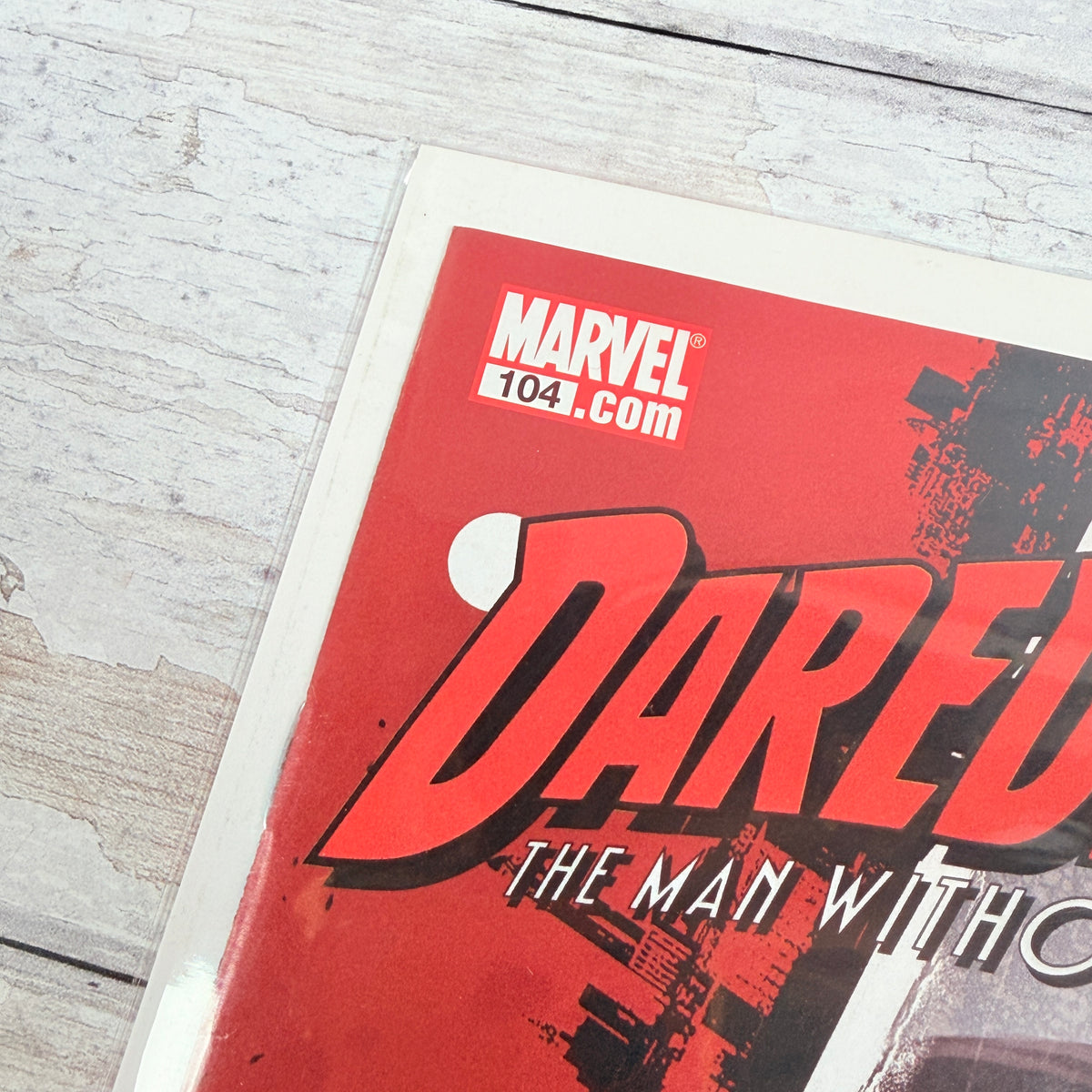 Daredevil #104 (2008): upper-left front corner and issue detail of the actual pre-owned copy.