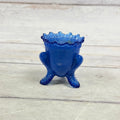 Degenhart blue glass Forget-Me-Not toothpick holder with three ornamental feet