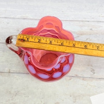 Width of Fenton coin dot pitcher at mouth measured with ruler
