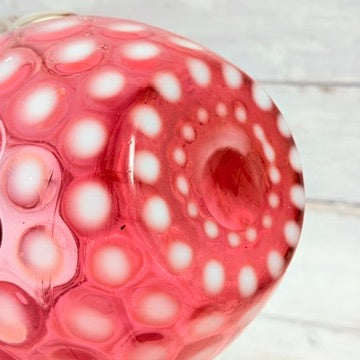 Base of Fenton cranberry opalescent coin dot pitcher