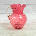 Fenton cranberry opalescent Coin Dot pitcher front