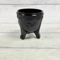 L.E. Smith black amethyst small three-footed glass bowl with raised bird motif and Greek Key rim
