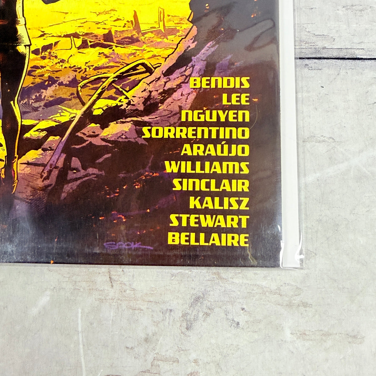 Legion of Super-Heroes: Millennium #1 (2019), Ryan Sook regular cover: lower-right front detail of the actual pre-owned copy.