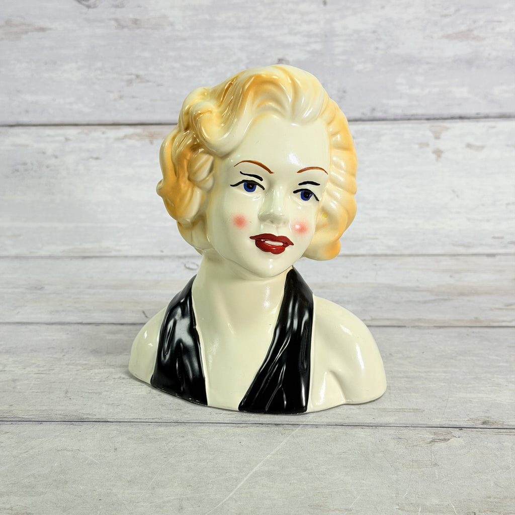 LH47 — Front of blonde head vase with black scarf