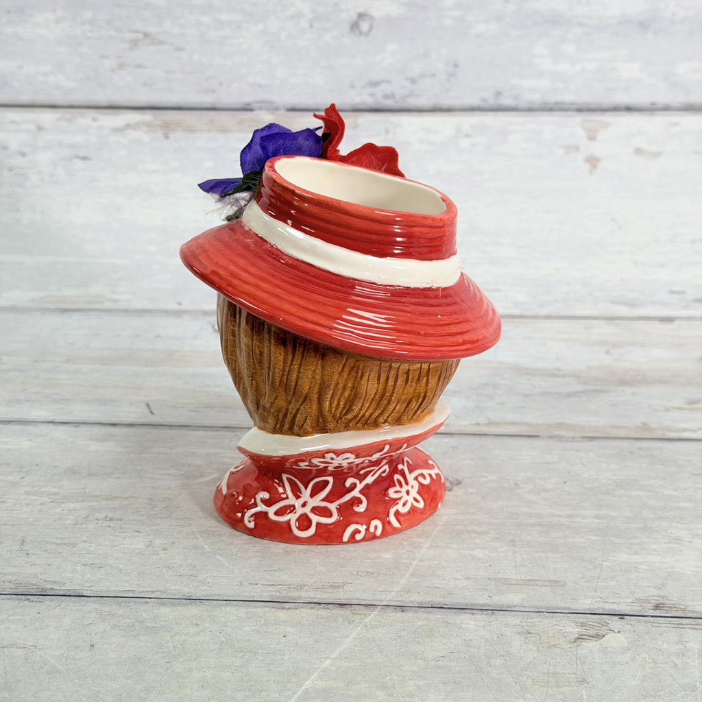 LH48 — Rear showing hat and floral neckline