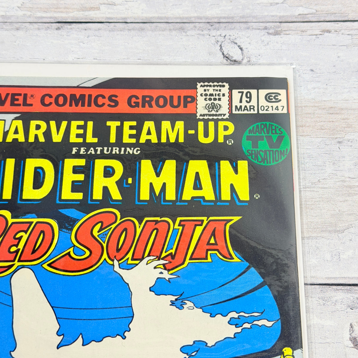 Marvel Team-Up #79, upper-right front detail