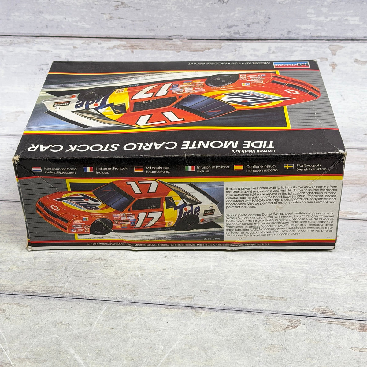 Monogram Tide Monte Carlo box side showing 1987 copyright and kit features