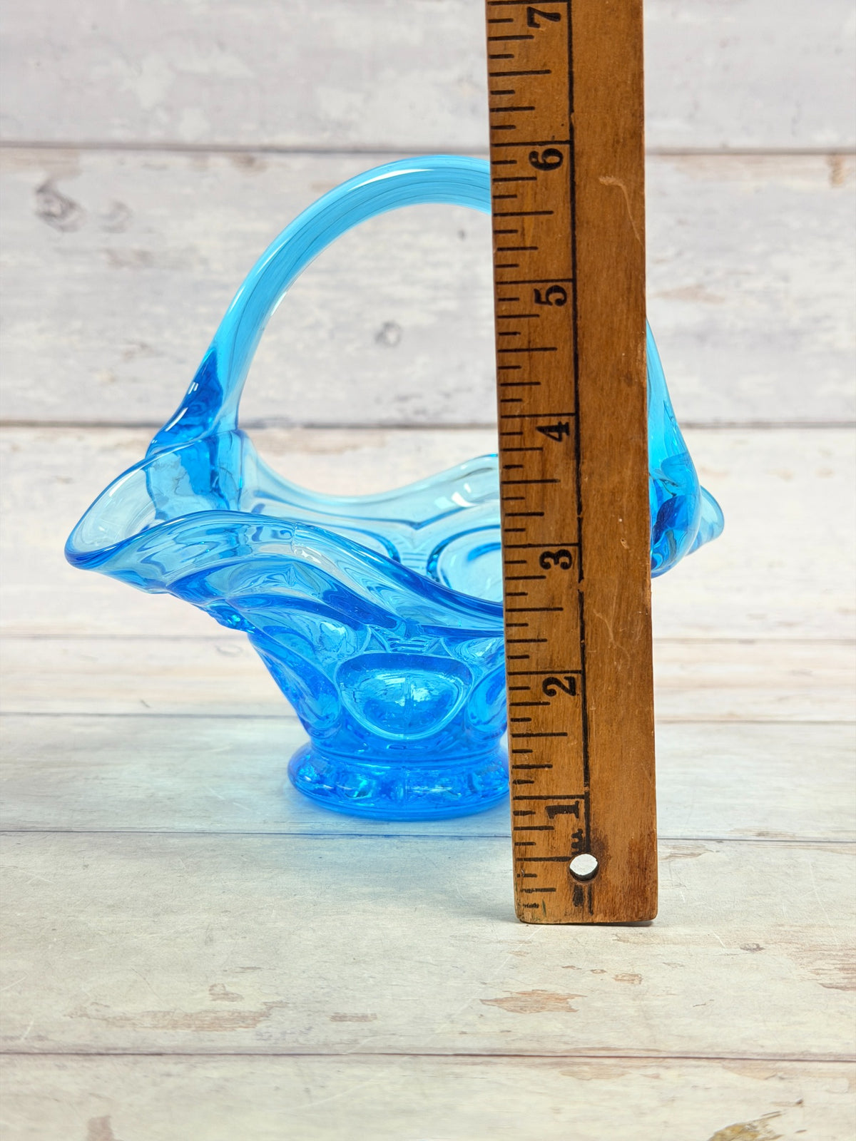Moon and Star glass basket approximately six inches high