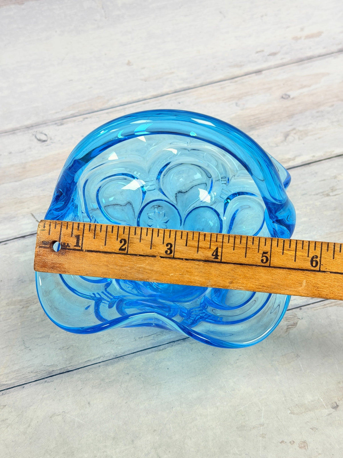 Moon and Star glass basket width approximately five and a half to six inches