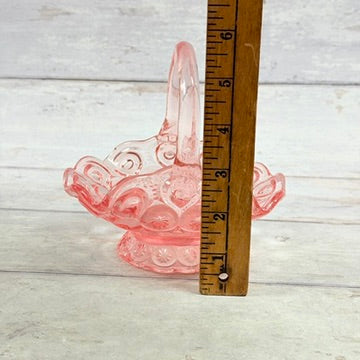 Height of pink Moon and Star basket with ruler