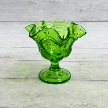 Green Moon and Star ruffled pedestal compote front view