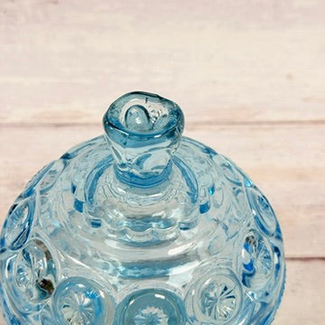 Finial on light blue Moon and Star candy dish lid