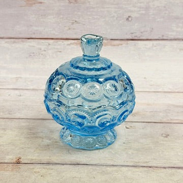 Light blue Moon and Star covered glass candy dish