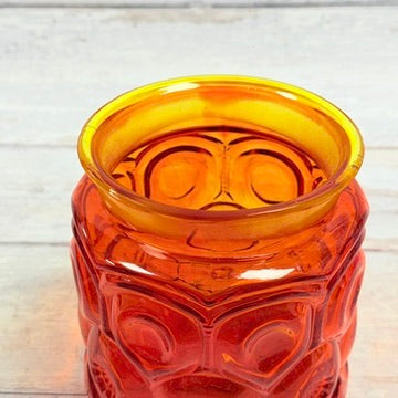 Amberina Moon and Star canister with lid removed
