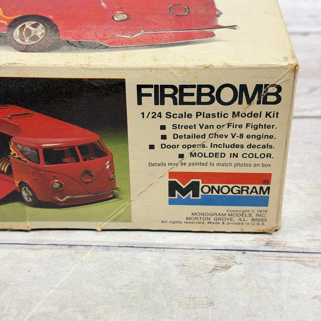 Monogram Firebomb box copyright 1976 and visible crease