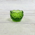 L.E. Smith Moon and Star green glass open salt dip with scalloped rim
