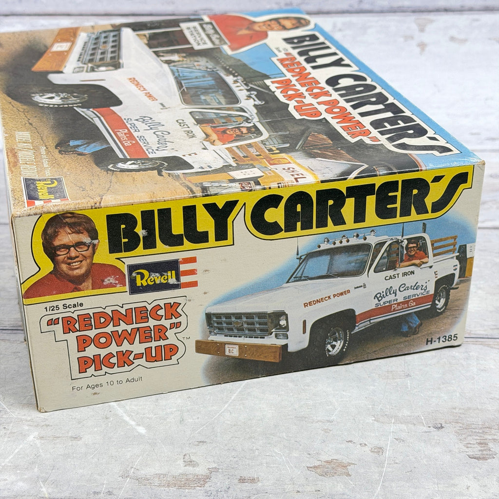 Revell Billy Carter's pickup box end showing H-1385 kit number and 1/25 scale