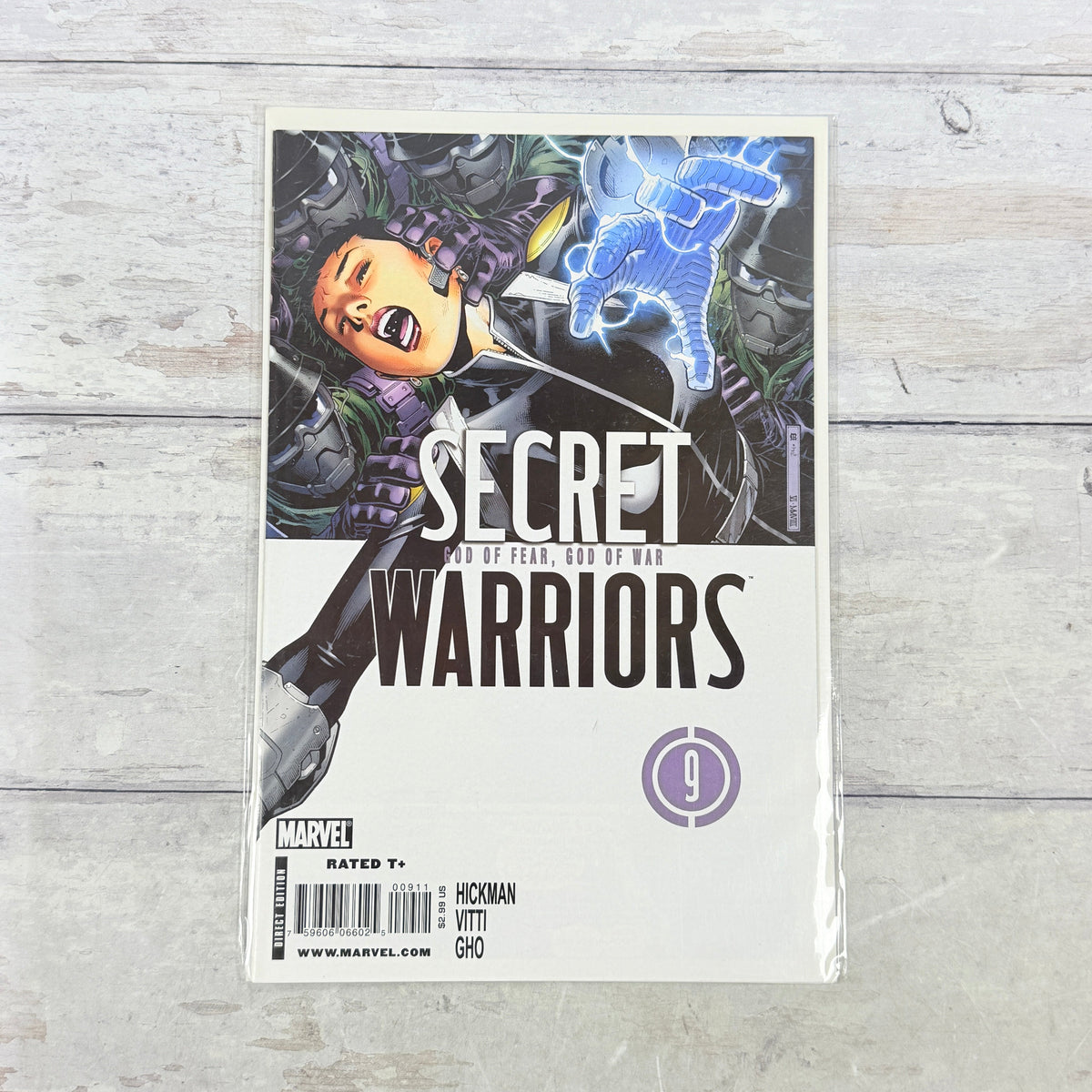 Secret Warriors #9 (2009), Jim Cheung regular cover, Direct Edition: full front cover of the actual pre-owned copy.
