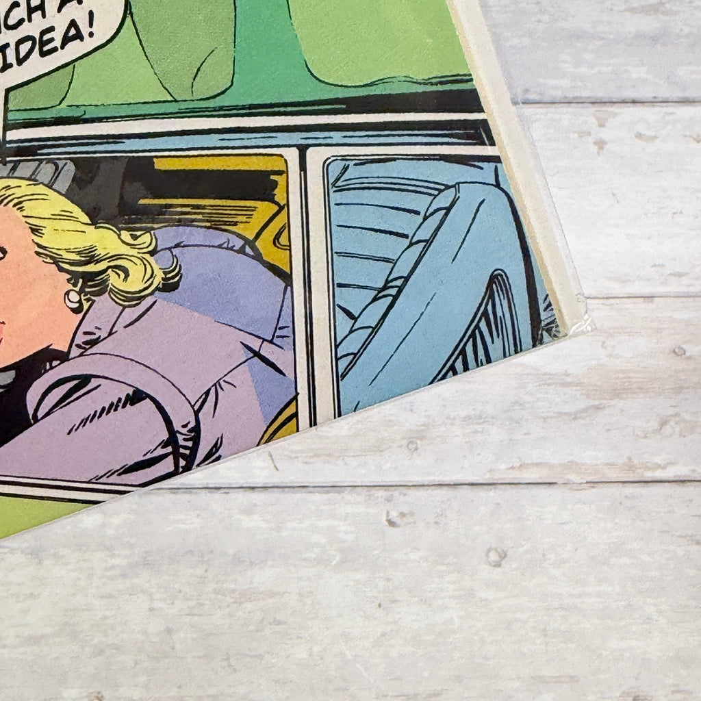 Close-up of lower right front cover corner
