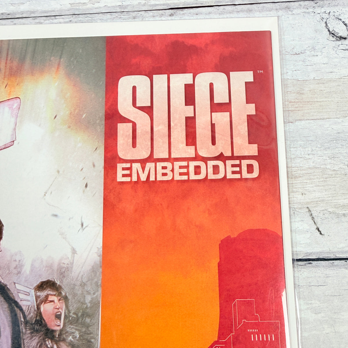 Siege: Embedded #3 (2010), Adi Granov regular cover, Direct Edition: upper-right front detail of the actual pre-owned copy.