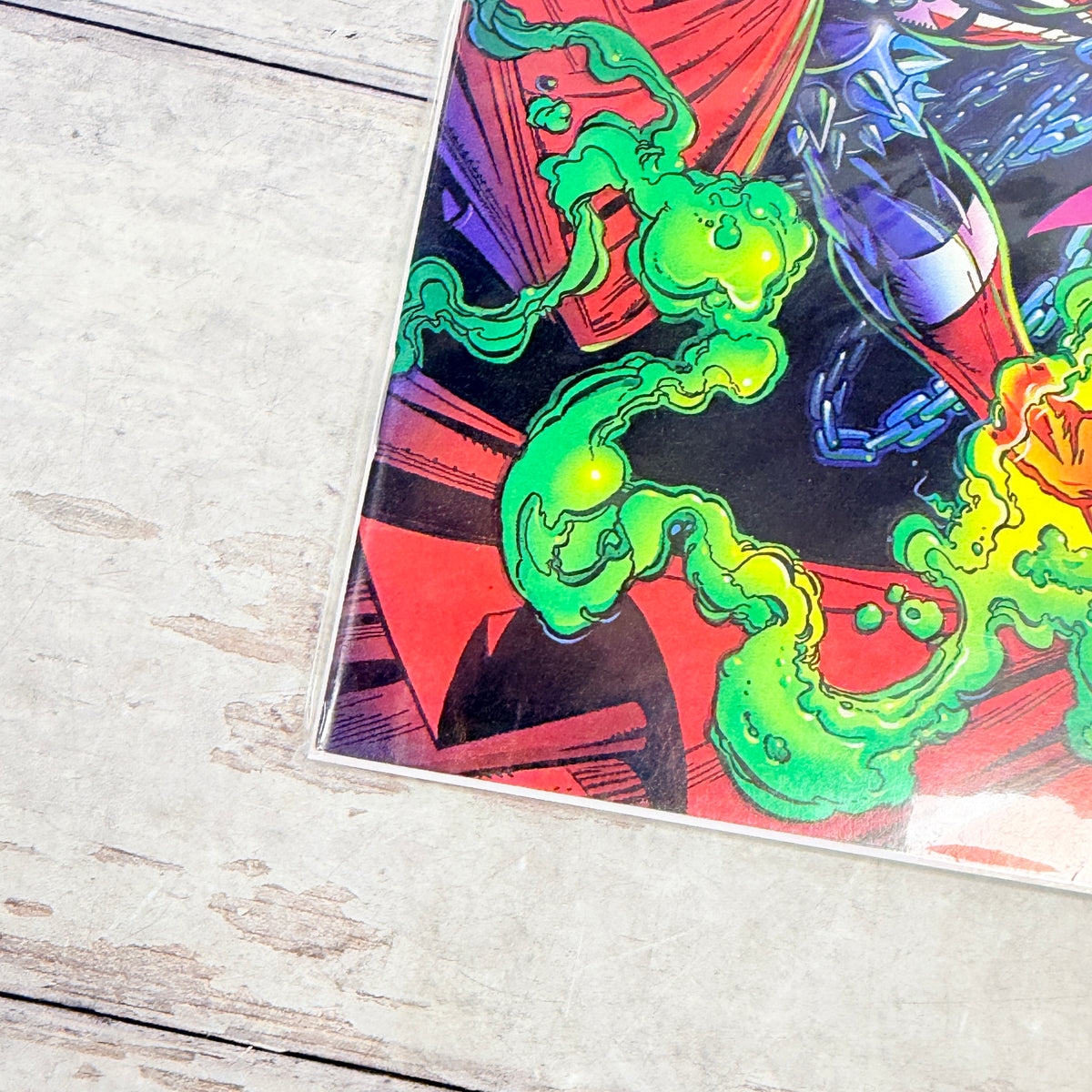 Spawn #1 (May 1992) first printing, lower-left cover detail