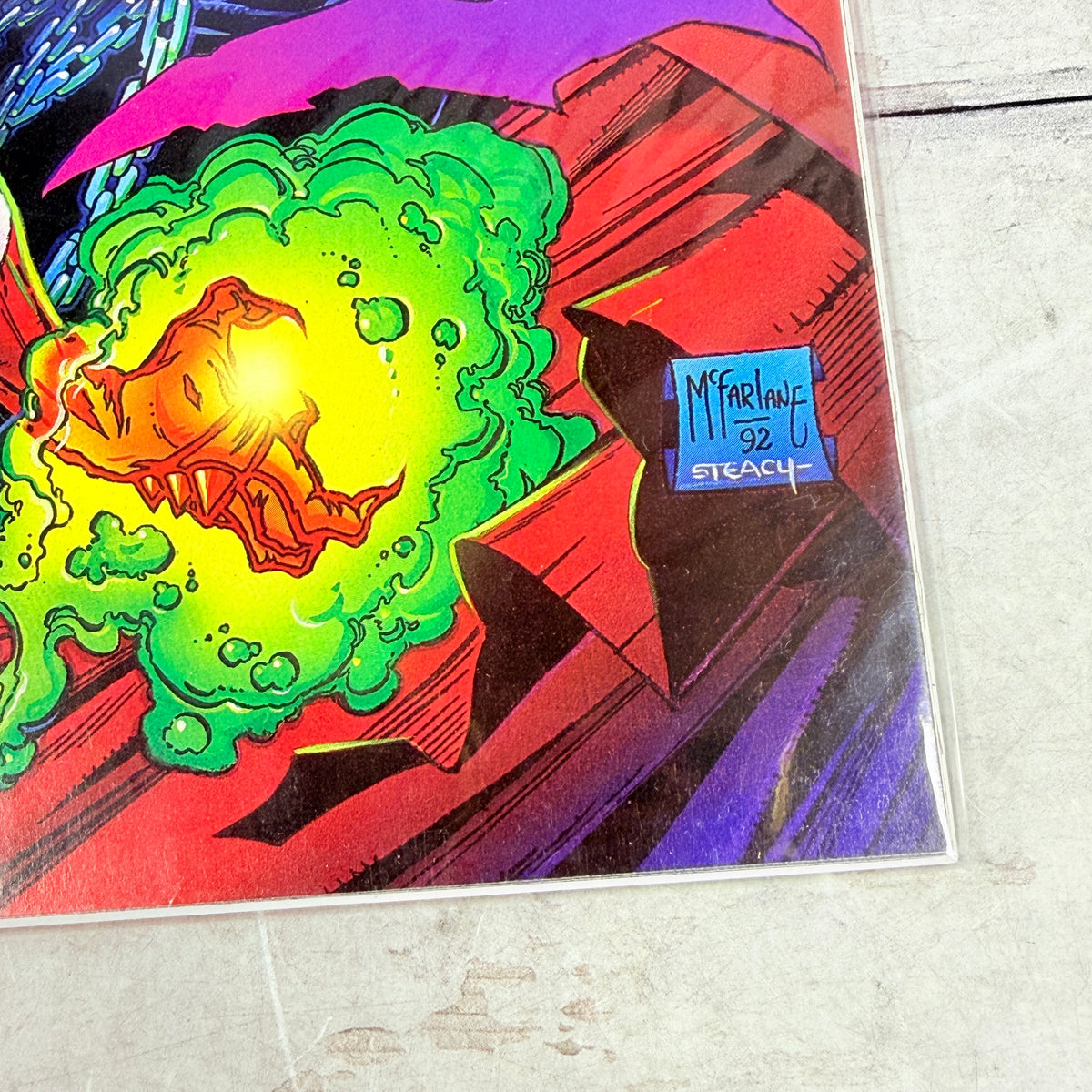 Spawn #1 (May 1992) first printing, lower-right cover detail