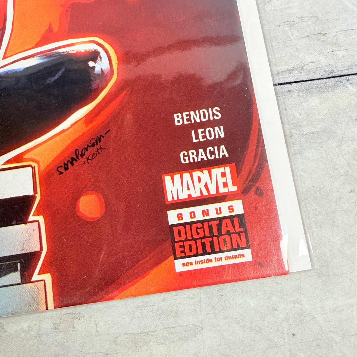 Spider-Man #6 (2016), Regular Sara Pichelli cover, Civil War II tie-in: lower-right front detail of the actual pre-owned copy.