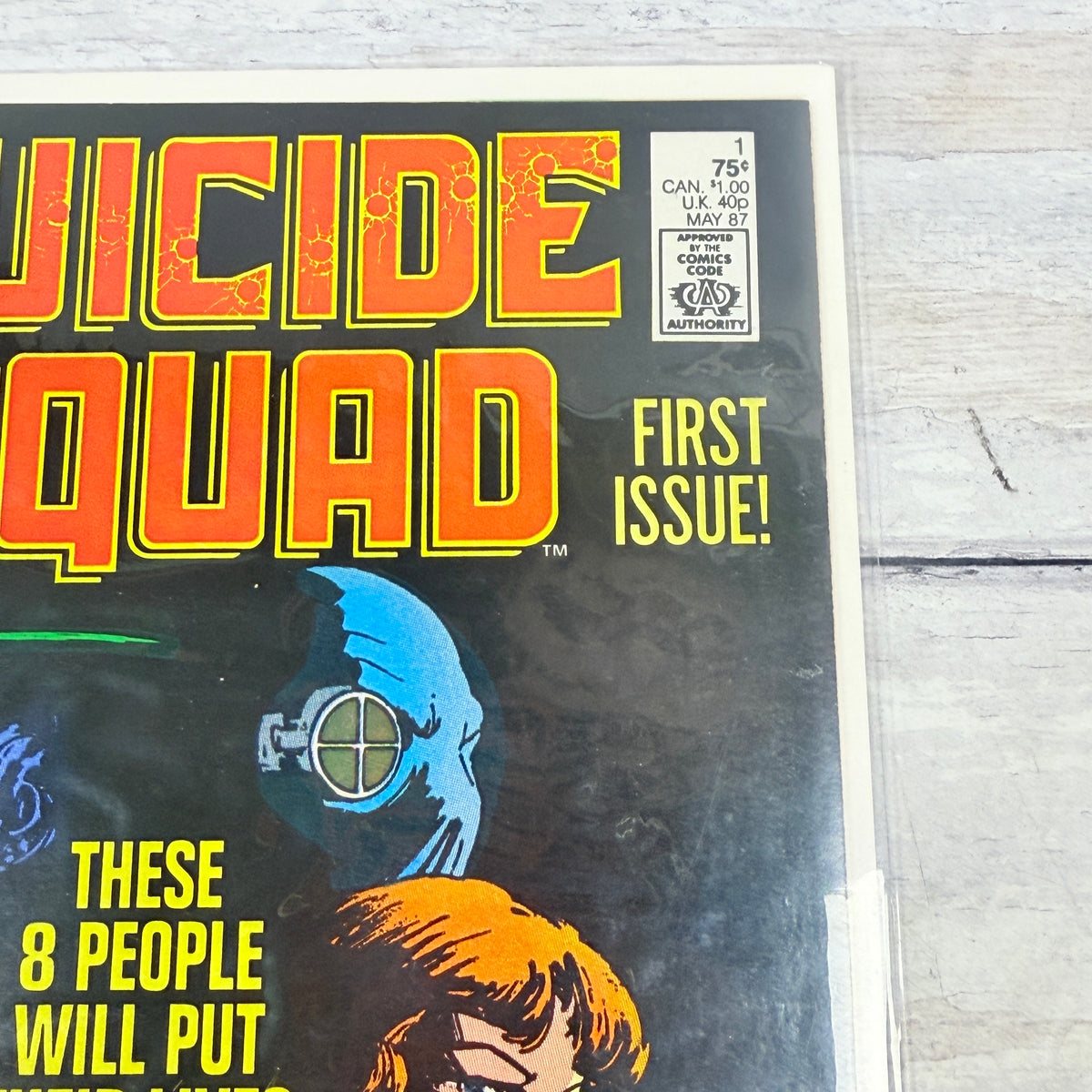 Suicide Squad #1 (1987): upper-right front corner and title detail of the actual pre-owned copy.