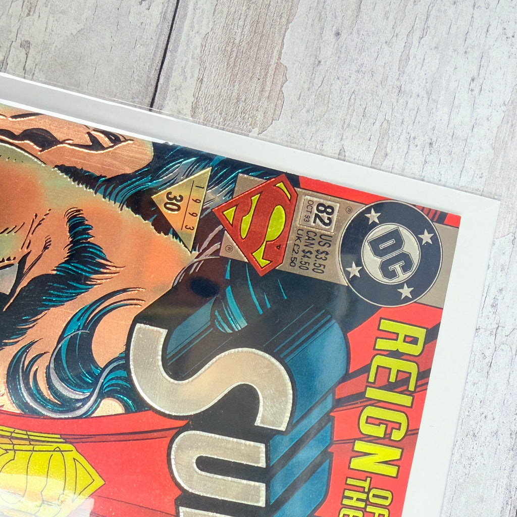 Superman #82 (1993) DC Comics - Collector’s Edition Foil Cover, upper-left cover with issue details