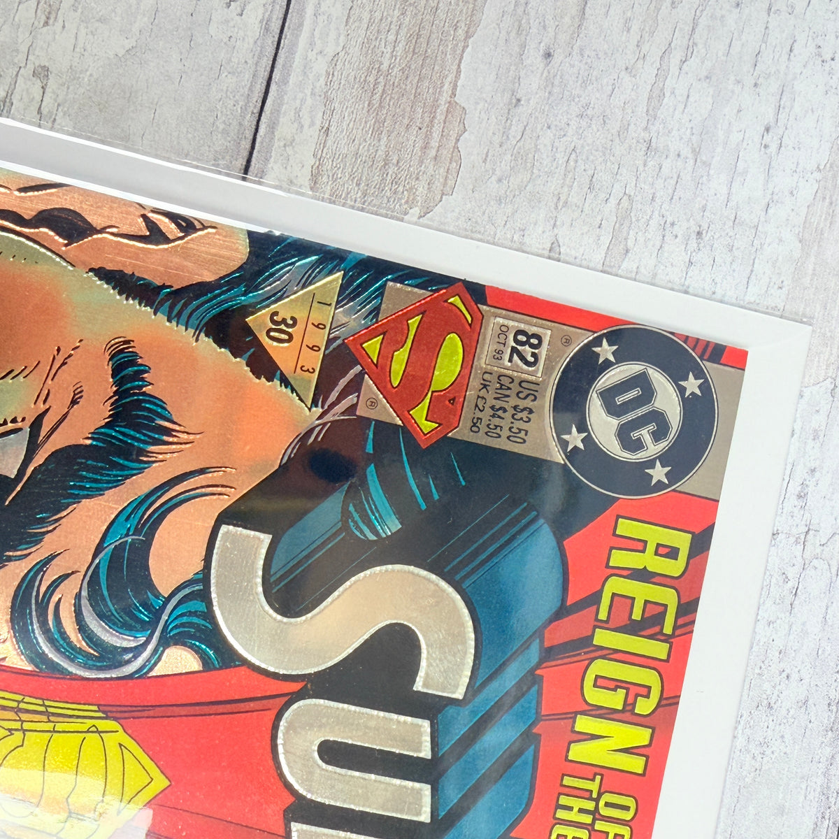 Superman #82 (1993) DC Comics - Collector’s Edition Foil Cover, upper-left cover with issue details