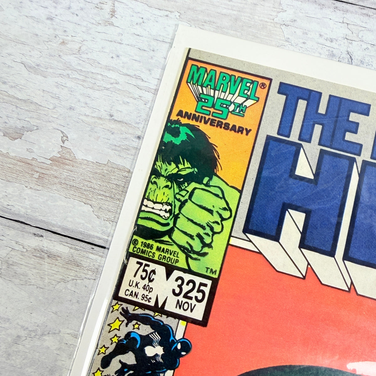 The Incredible Hulk #325 (1986): upper-left front corner and issue detail of the actual pre-owned copy.