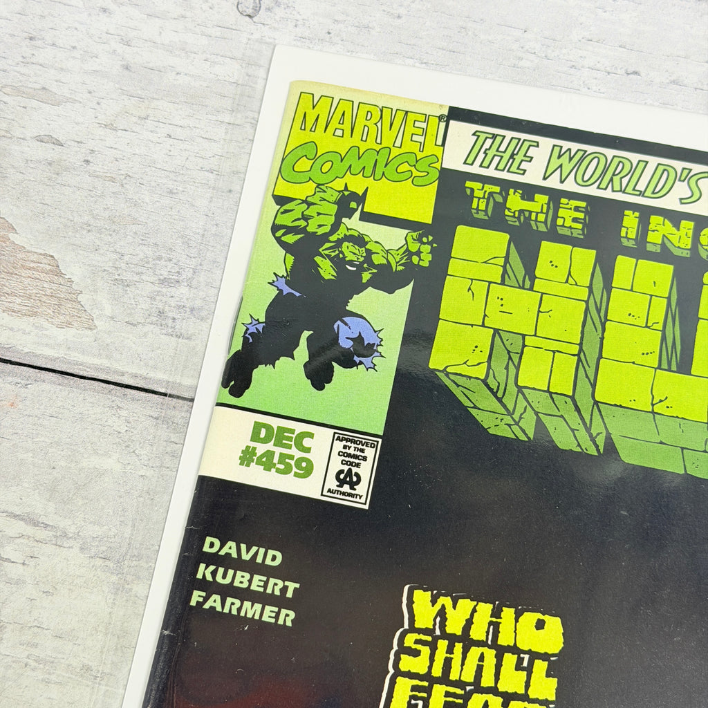 The Incredible Hulk #459, front upper-left corner/logo detail